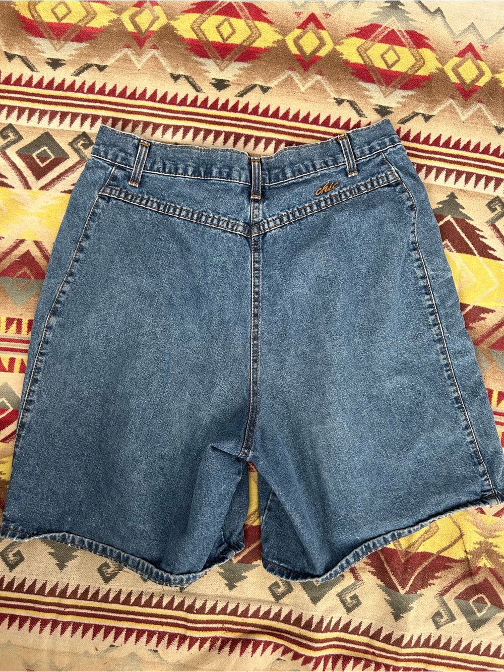 chic Medium Blue High-Waist Denim Shorts